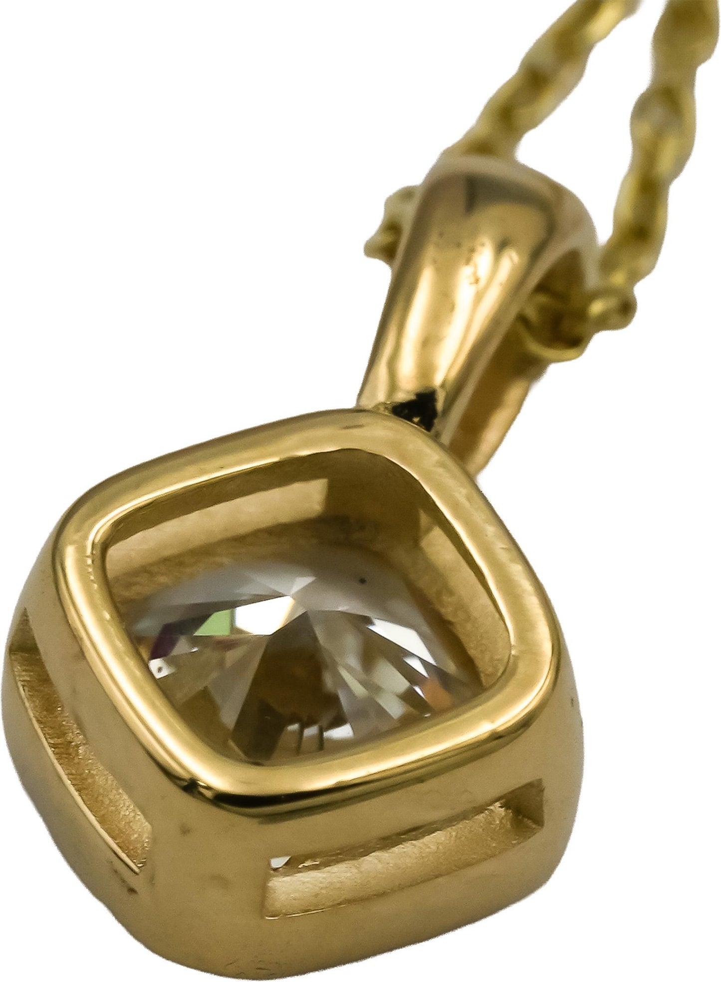 GIA Certified 14k Yellow Gold VVS1/J Cushion Cut Diamond Pendant Necklace 1.05CT