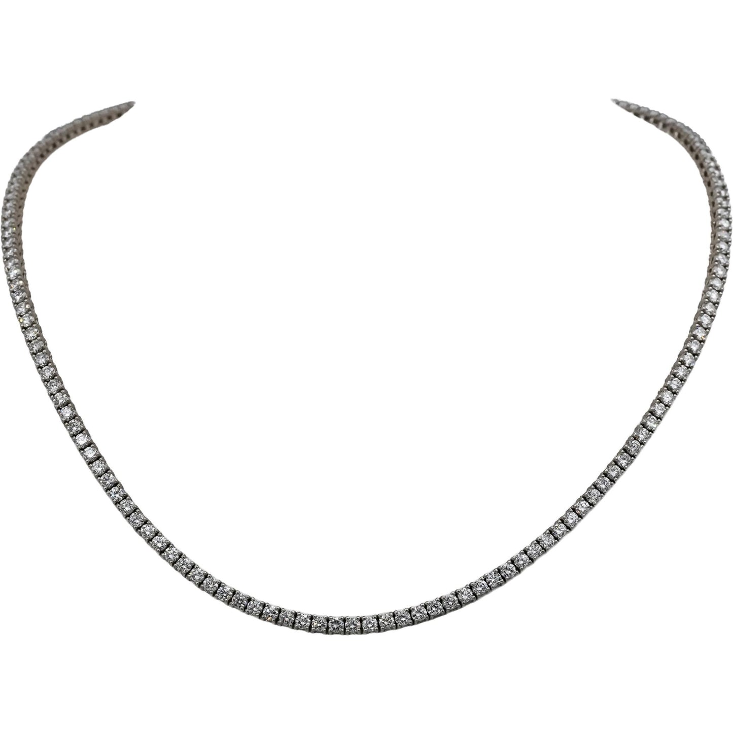 14k White Gold VS Round Lab-Grown Diamond Tennis Necklace 8.95CT