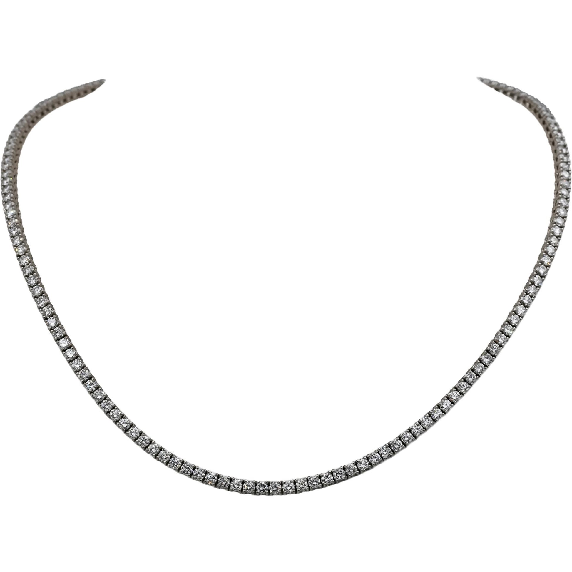 14k White Gold VS Round Lab-Grown Diamond Tennis Necklace 8.95CT