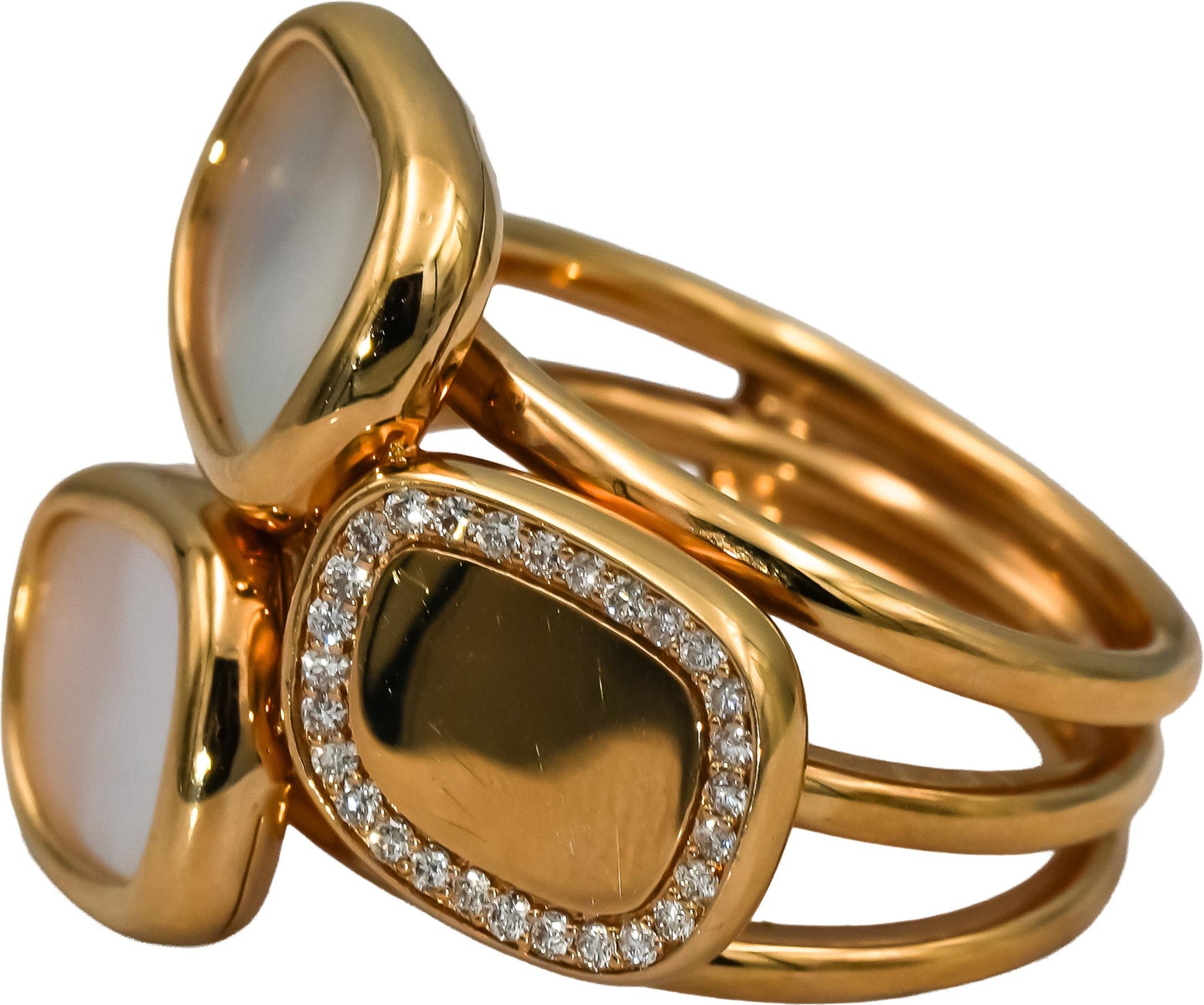 ROBERTO COIN 18k Rose Gold Diamond and Mother of Pearl Ring 0.15CT Size 6.5
