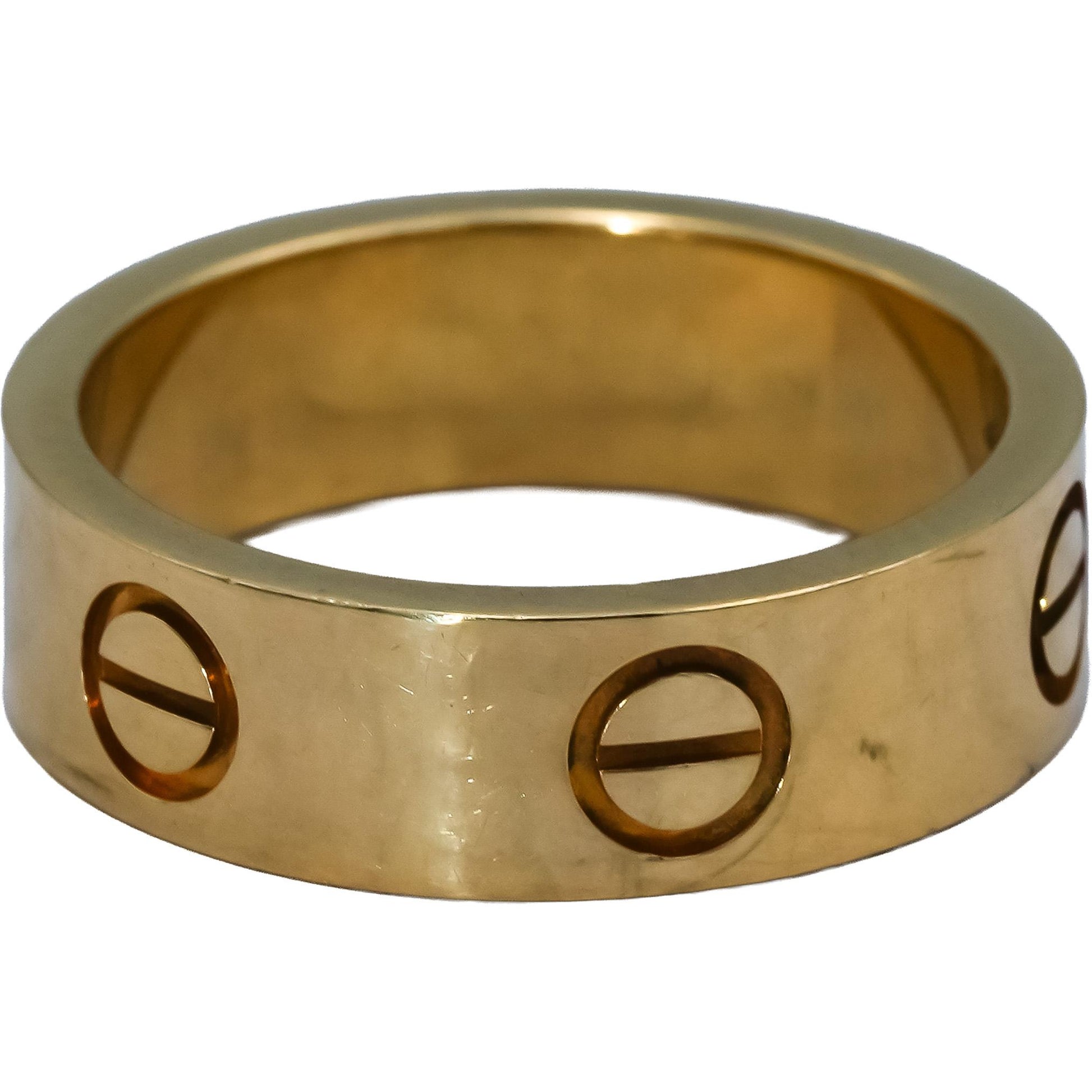 CARTIER 18k Yellow Gold Love Screw Motif Band Ring Size 51