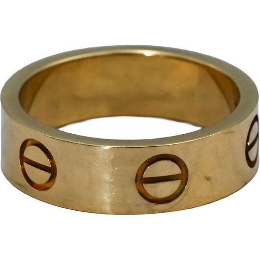 CARTIER 18k Yellow Gold Love Screw Motif Band Ring Size 51