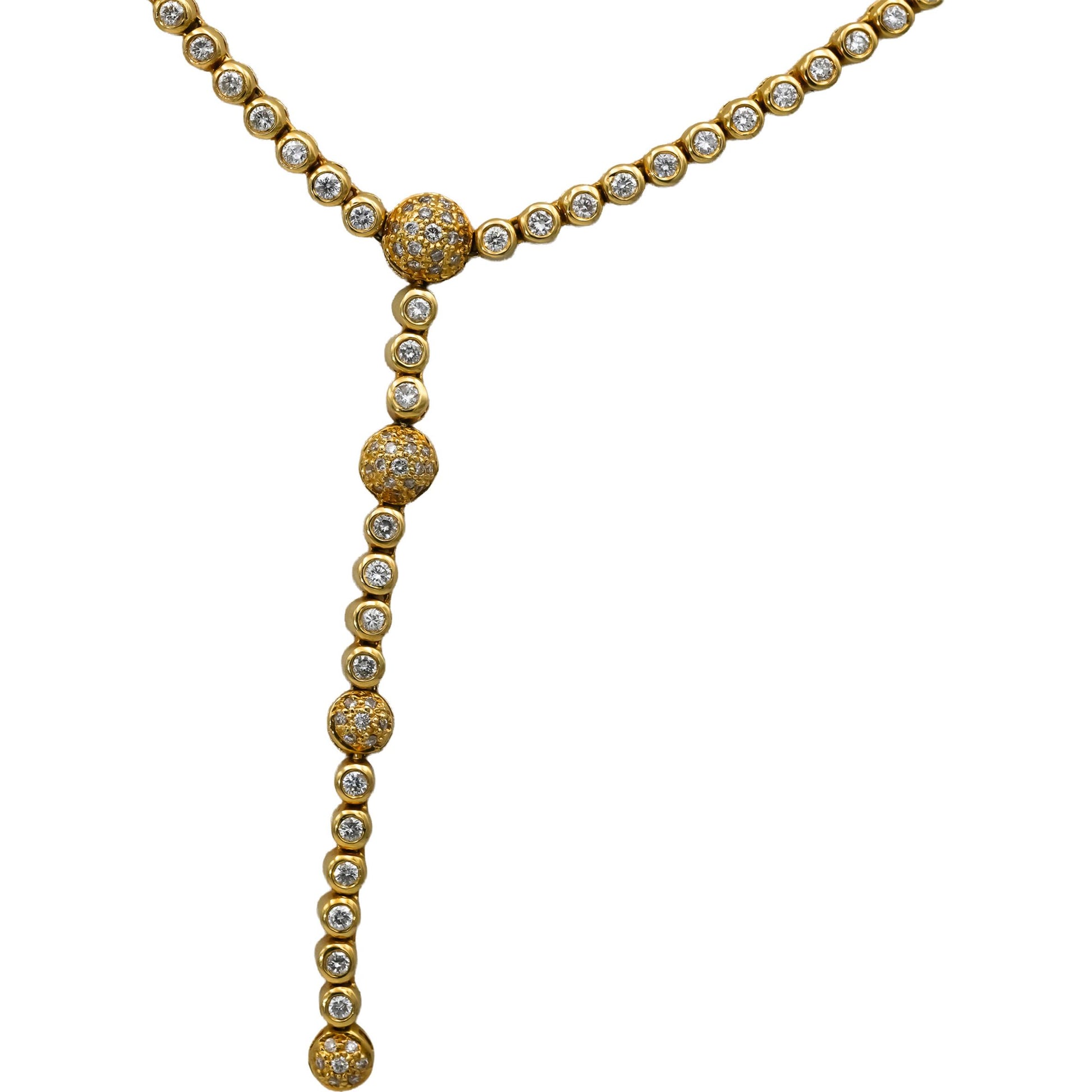 SONIA B. 18k Yellow Gold VS Round Diamond Necklace 2.75CT