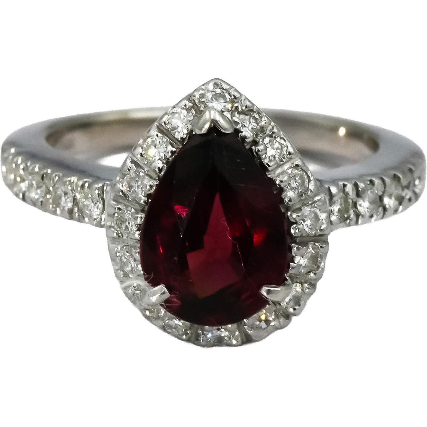 14k White Gold Diamond and Garnet Cocktail Ring 2.21CT Size 5.5