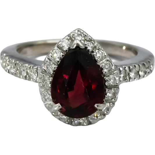 14k White Gold Diamond and Garnet Cocktail Ring 2.21CT Size 5.5