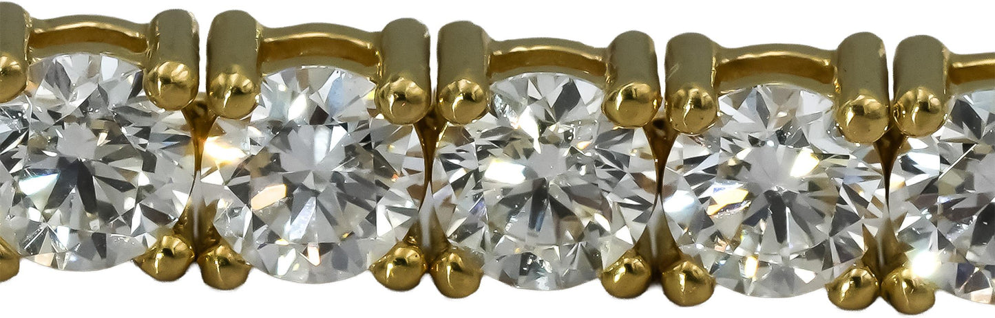 14k Yellow Gold VS Round Diamond Tennis Bracelet 9.08CT