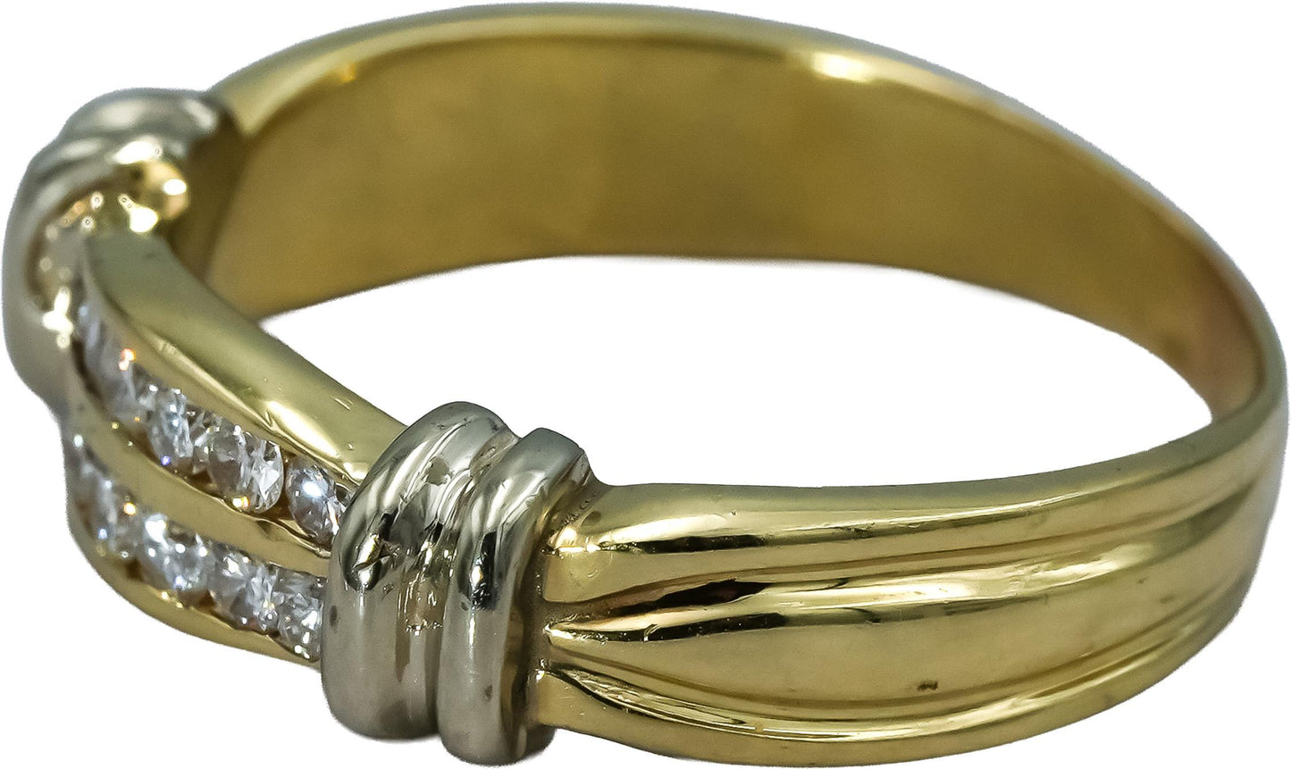 14k Yellow & White Gold Round Diamond Double Row Band Ring 0.33CT Size 8.5