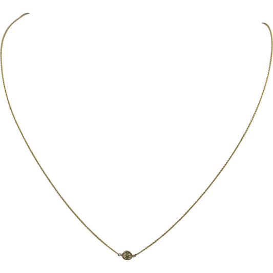 14k Yellow Gold VS Round Fancy Dark Yellow Diamond Solitaire Necklace 0.10CT