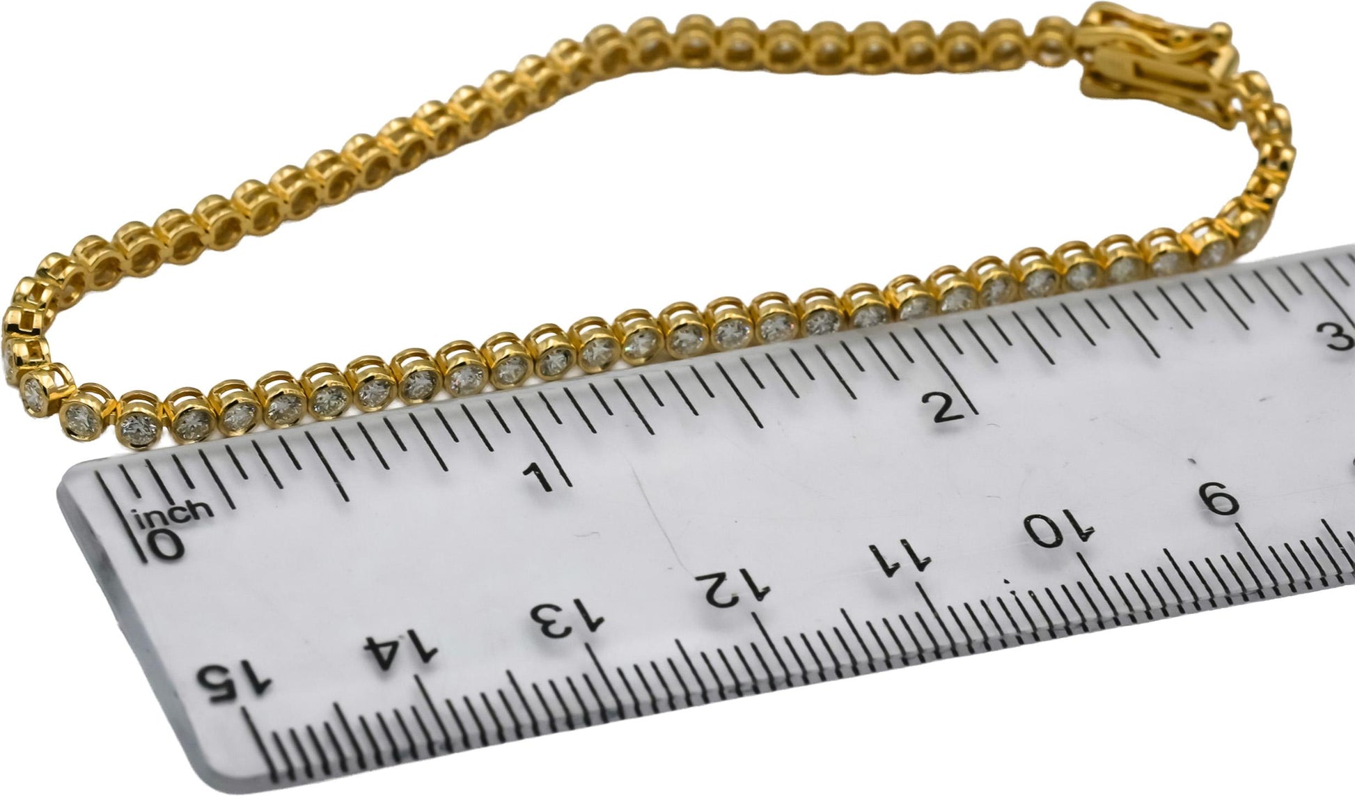 14k Yellow Gold Round Bezel Set Diamond Tennis Bracelet 2.35CT