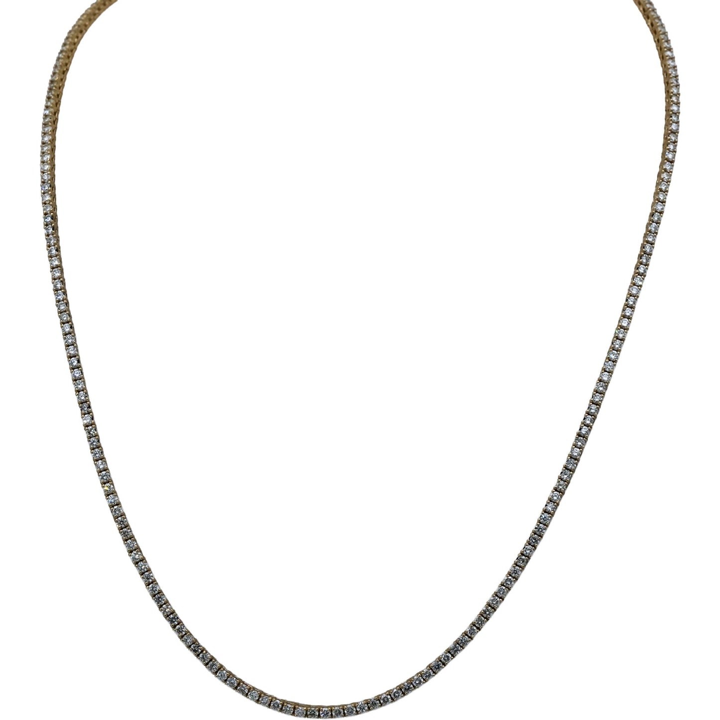 14k Yellow Gold VS Round Diamond Tennis Necklace 5.43CT