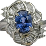 GIA Certified Platinum No Heat Madagascar Sapphire and Diamond Ring 3.62CT