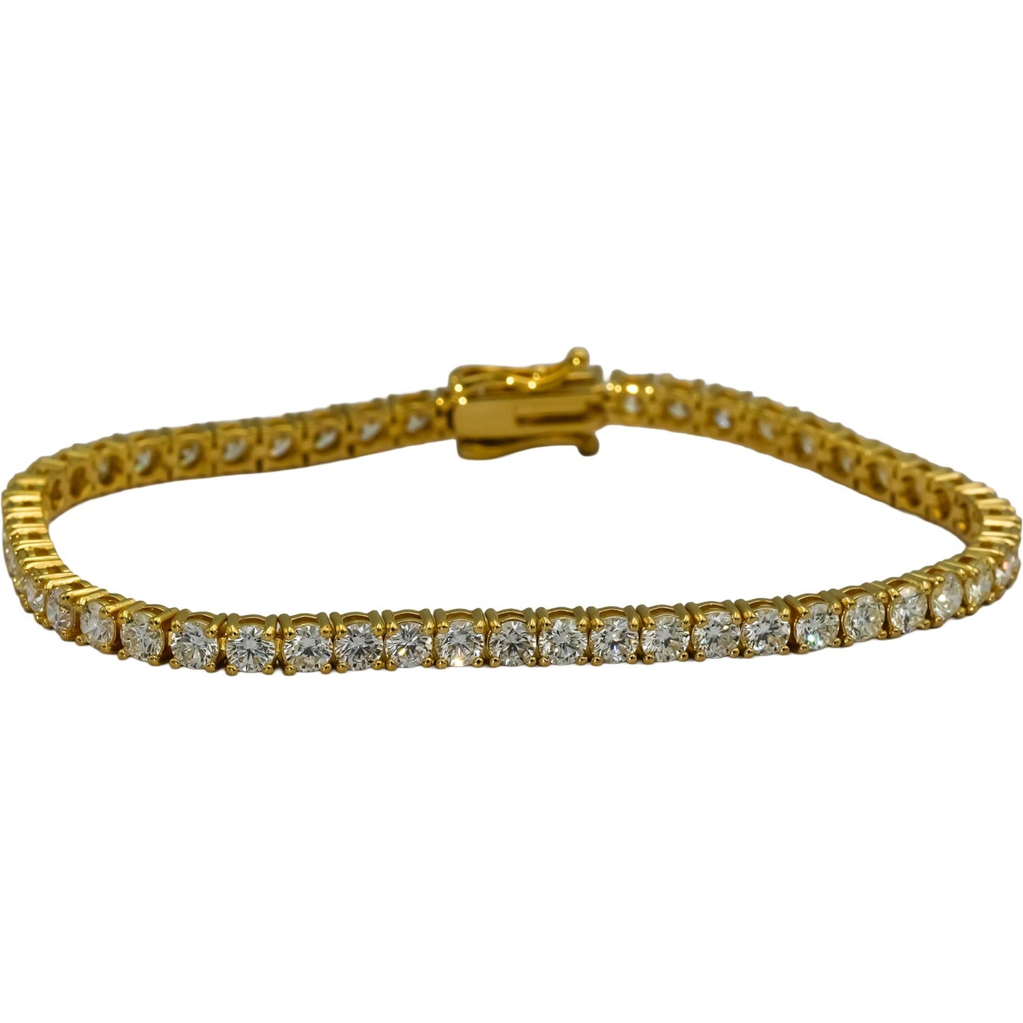 14k Yellow Gold VS Round Diamond Tennis Bracelet 7.03CT 52 Pieces
