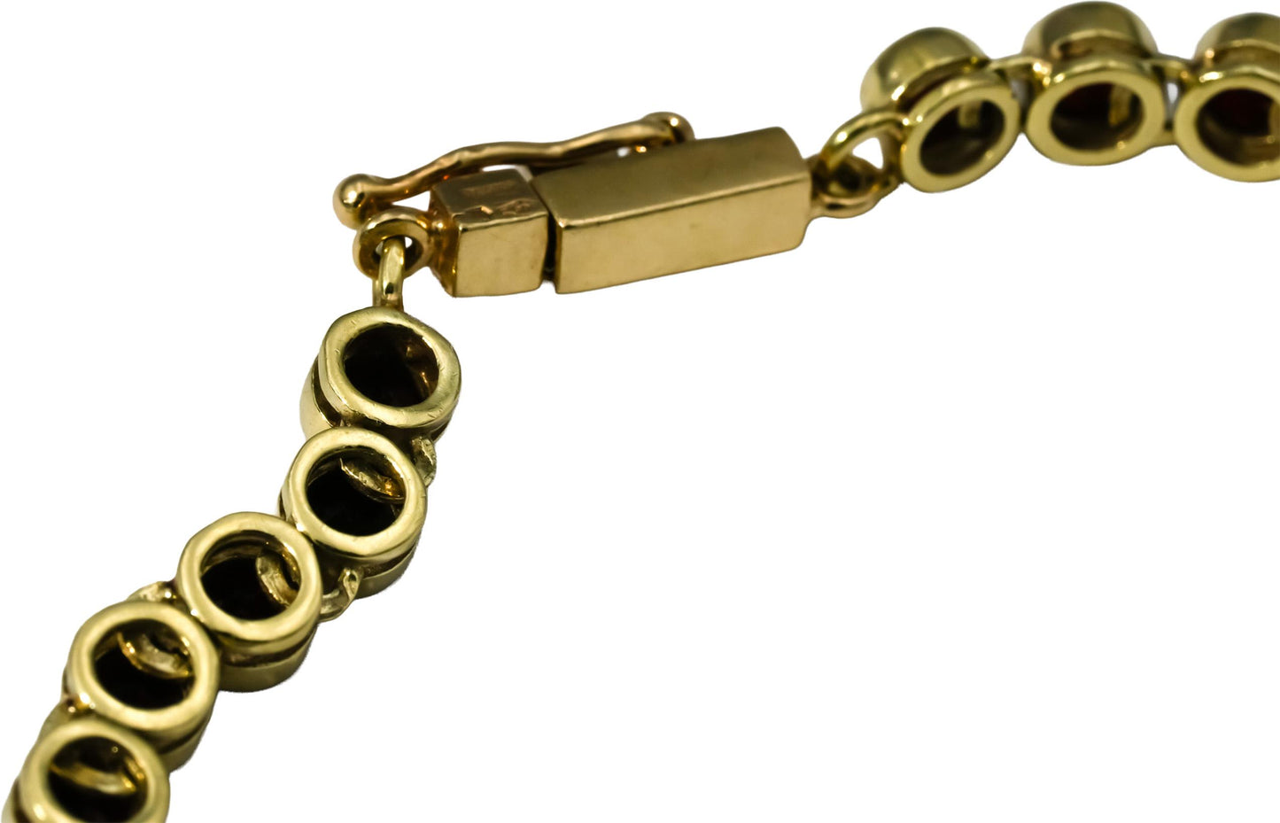 14k Yellow Gold Upside Reverse Cut Bezel Set Garnet Tennis Bracelet 3.50CT