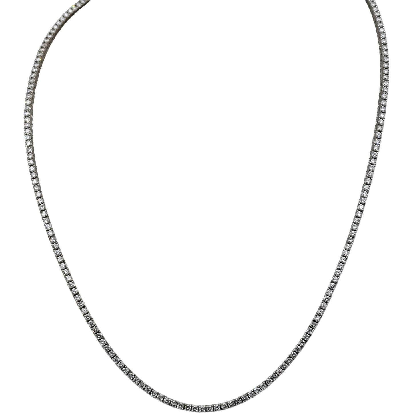 14k White Gold VS Round Diamond Tennis Necklace 5.30CT 203 Pieces