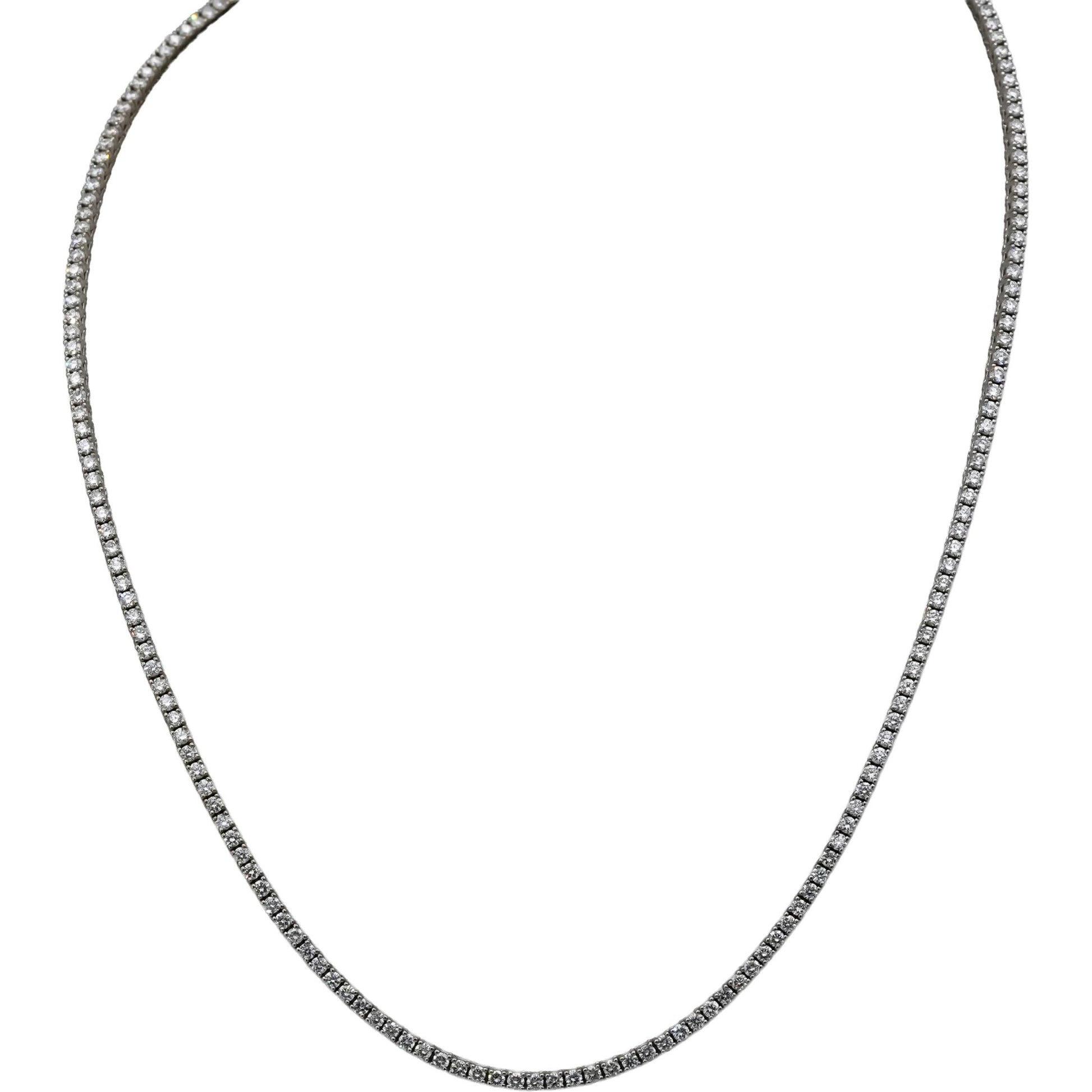 14k White Gold VS Round Diamond Tennis Necklace 5.30CT 203 Pieces