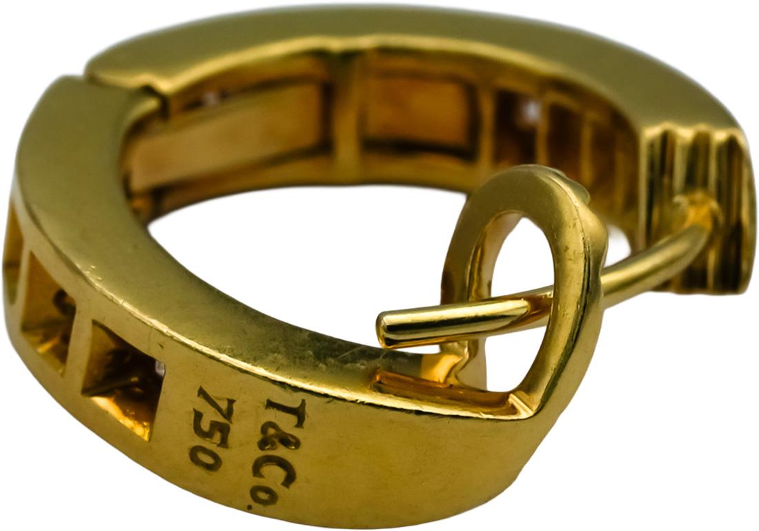 TIFFANY & CO. 18k Gold VS Diamond Inside Out Hoop Huggie Earrings 1.0CT