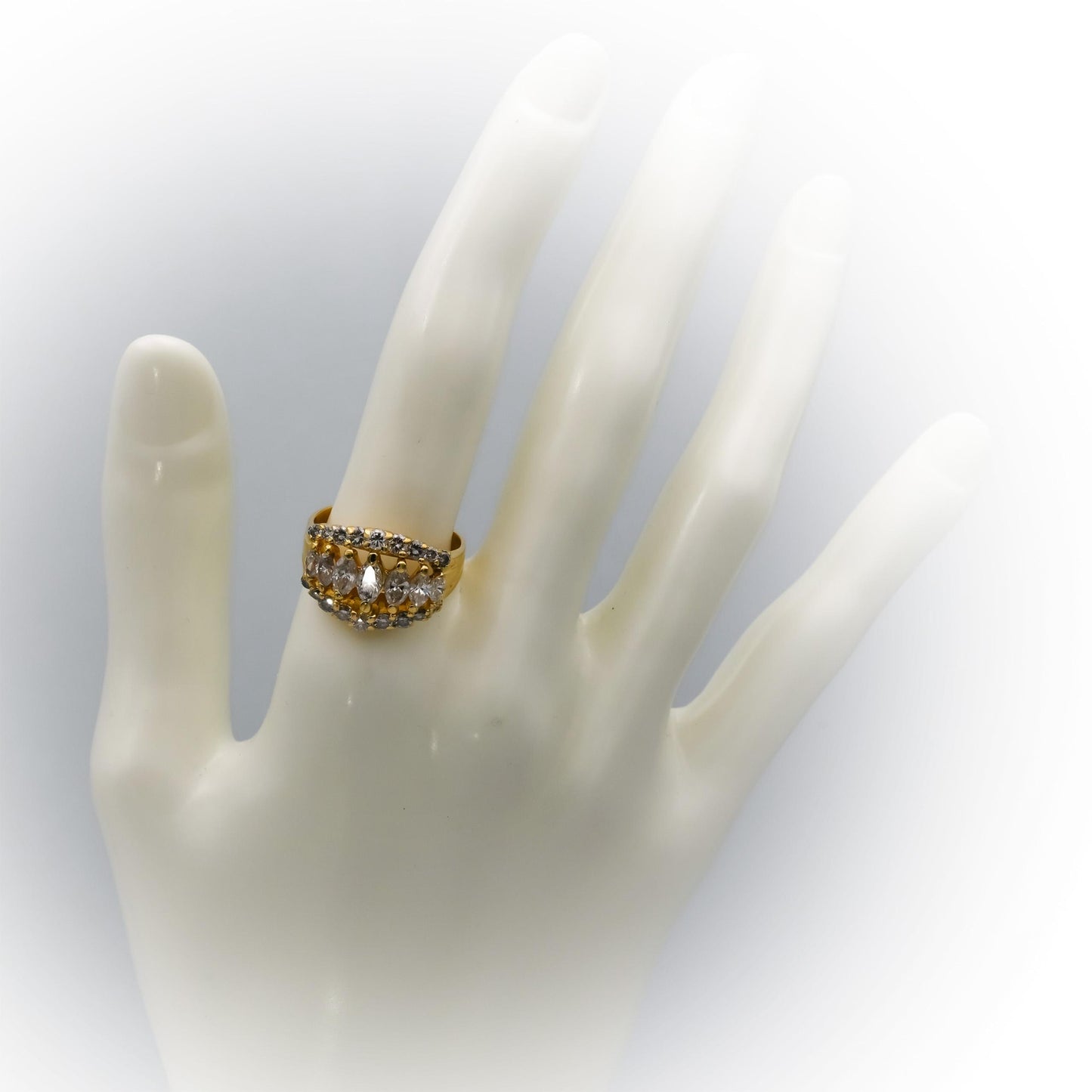 10k Yellow Gold Oval and Round Diamond Cocktail Ring 2.0CT Size 8