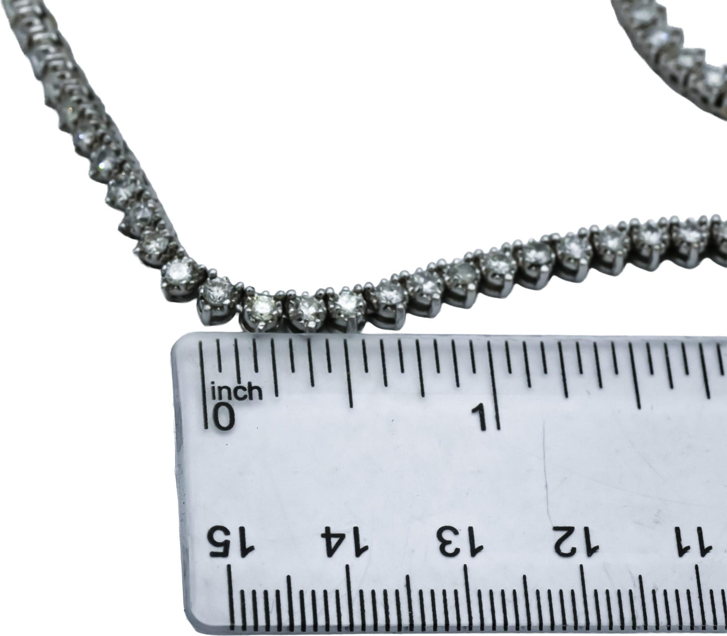 14k White Gold Round Diamond Three Prong Tennis Necklace 11.50CT
