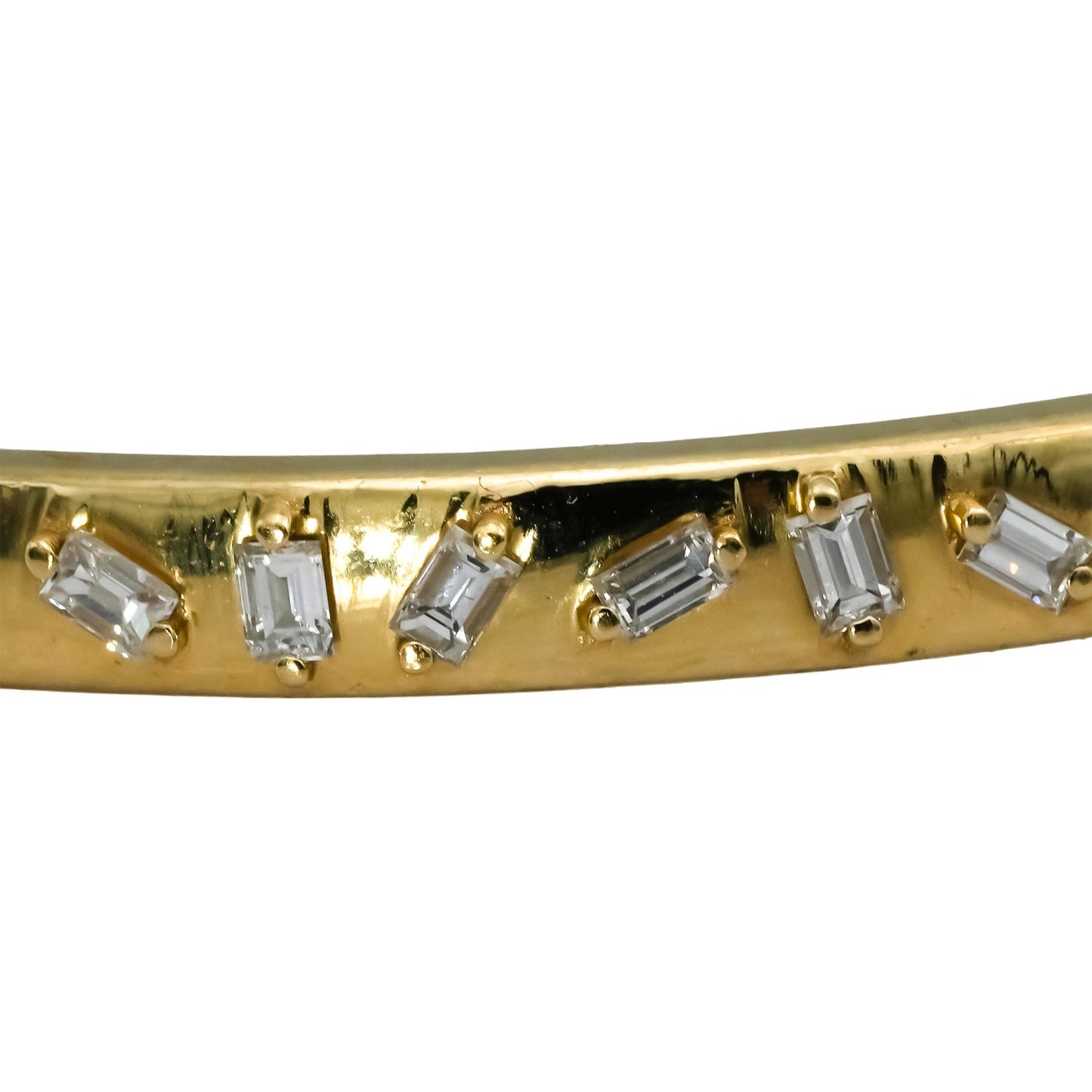 14k Yellow Gold VS Emerald Cut Diamond Bangle Bracelet 1.0CT