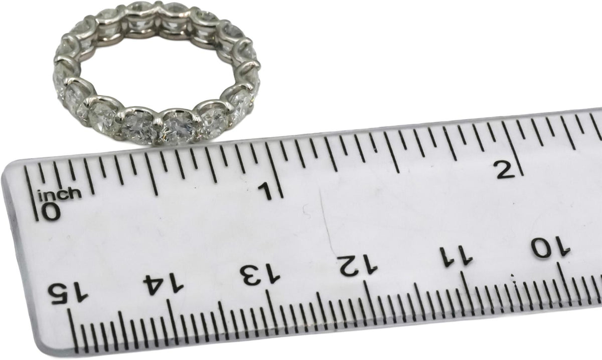 14k White Gold Round Diamond Shared Prong Eternity Band Ring 4.07CT Size 5.5