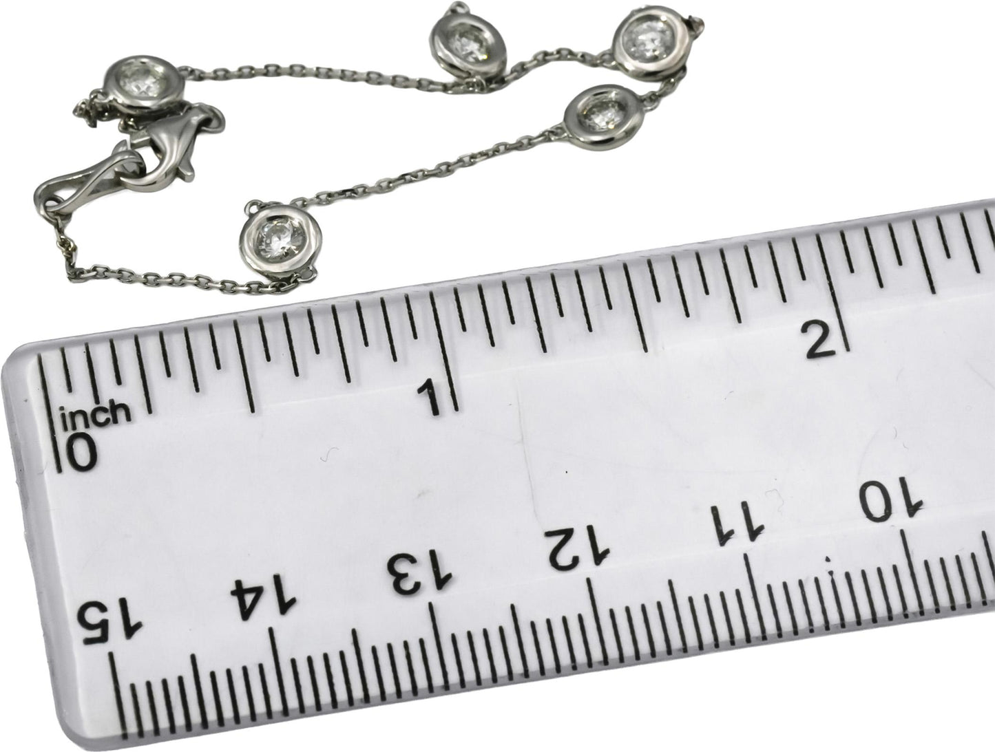 Platinum Round Cut Bezel Set Diamond By The Yard Bracelet 0.56CT