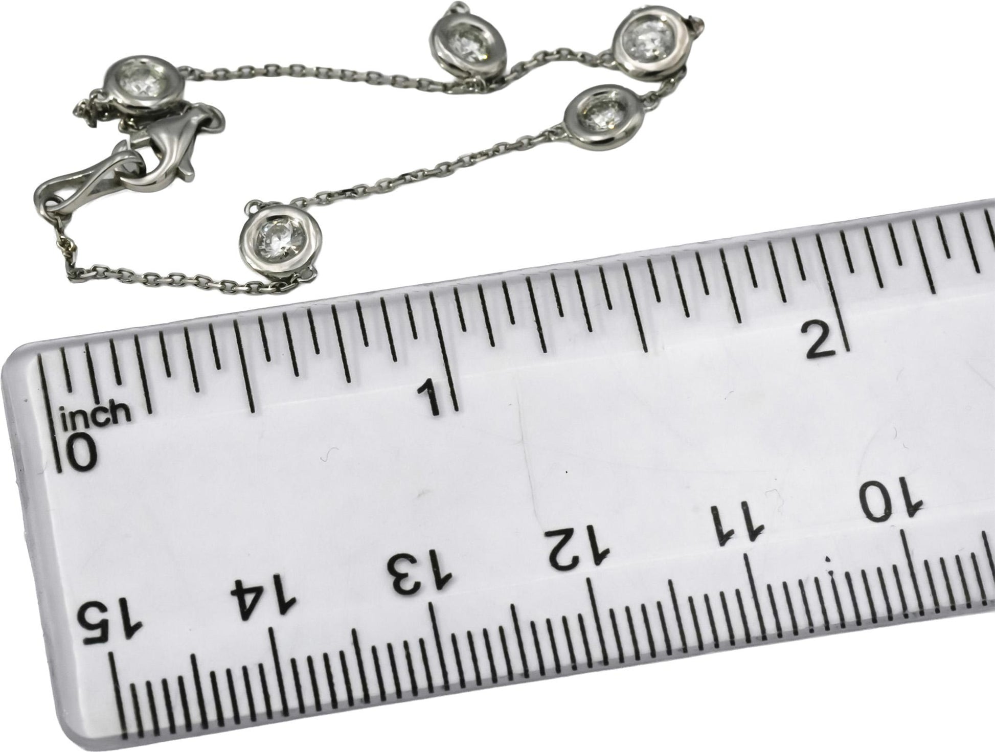 Platinum Round Cut Bezel Set Diamond By The Yard Bracelet 0.56CT