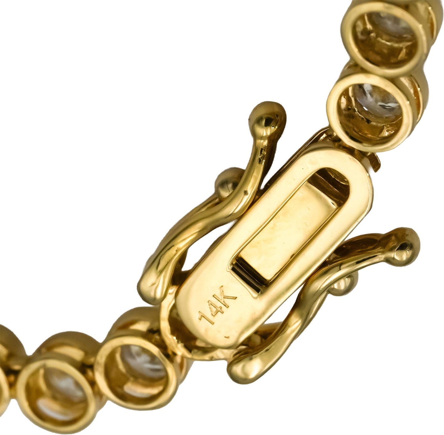14k Yellow Gold VS Round Bezel Set Diamond Tennis Necklace 8.78CT