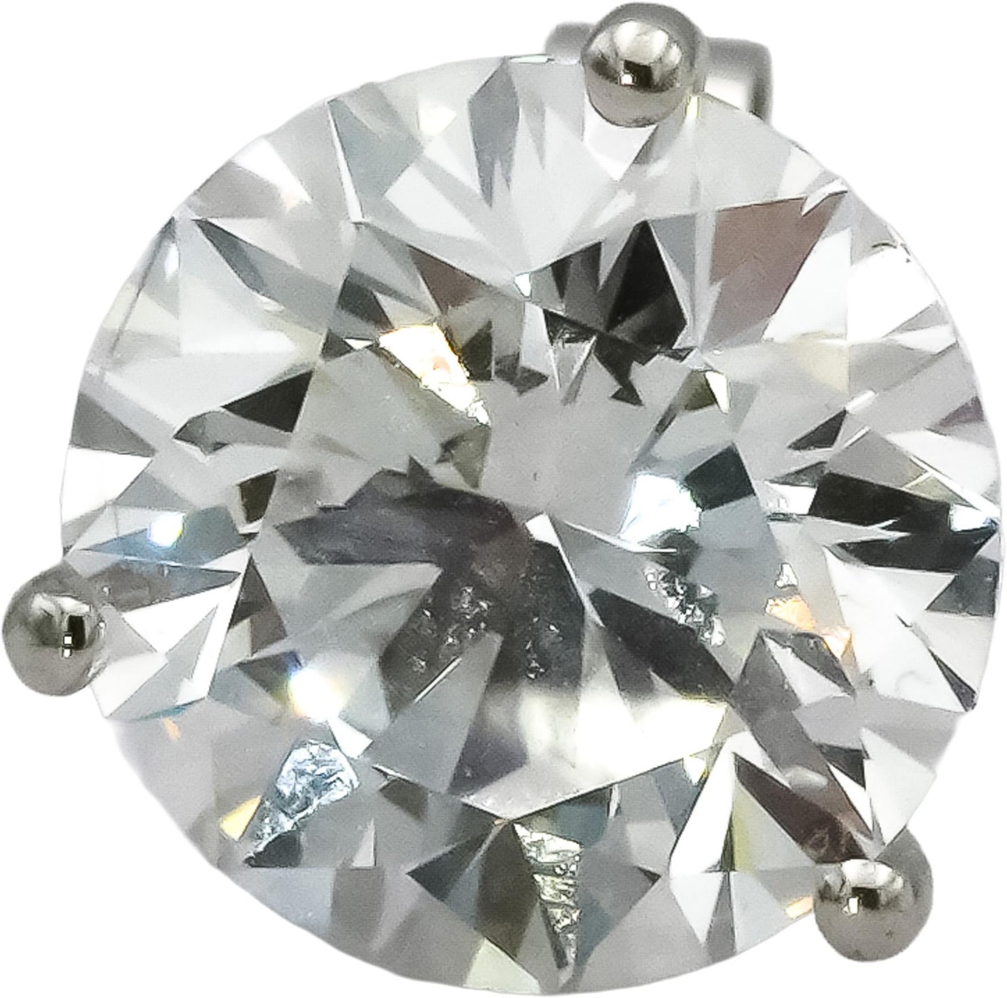 14k White Gold VS Round Lab-Grown Diamond Martini Setting Stud Earrings 4.60CT