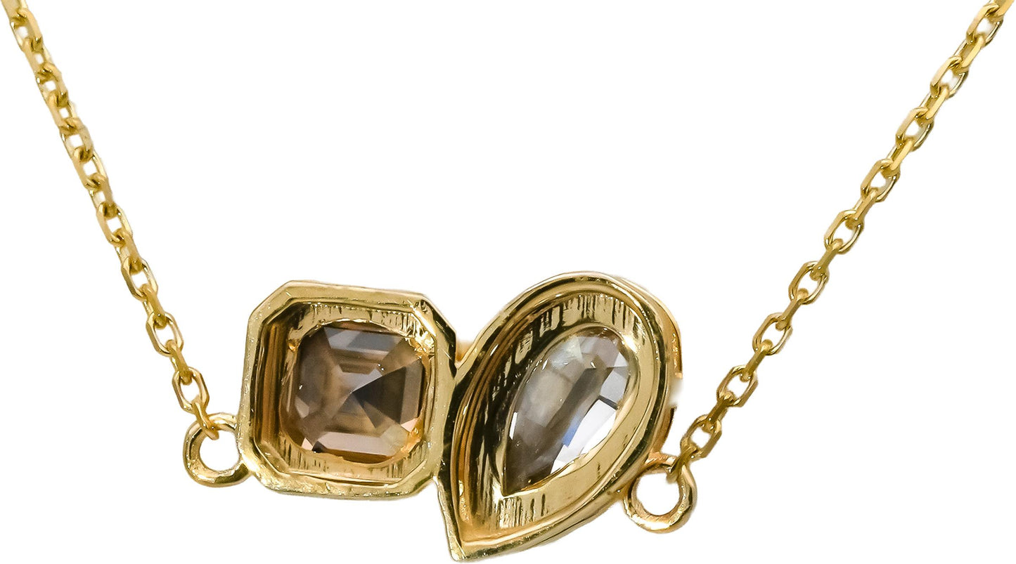14k Yellow Gold Asscher Step Pear Cut VS Natural Diamond Pendant Necklace 1.92CT