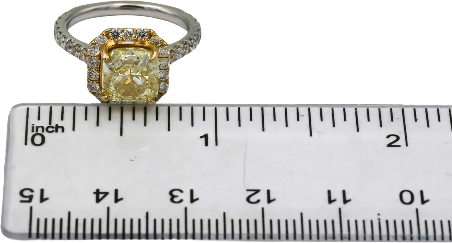 GIA 18k 2-Tone Gold Diamond Engagement Ring 3.76CT w/ 3.01CT Center