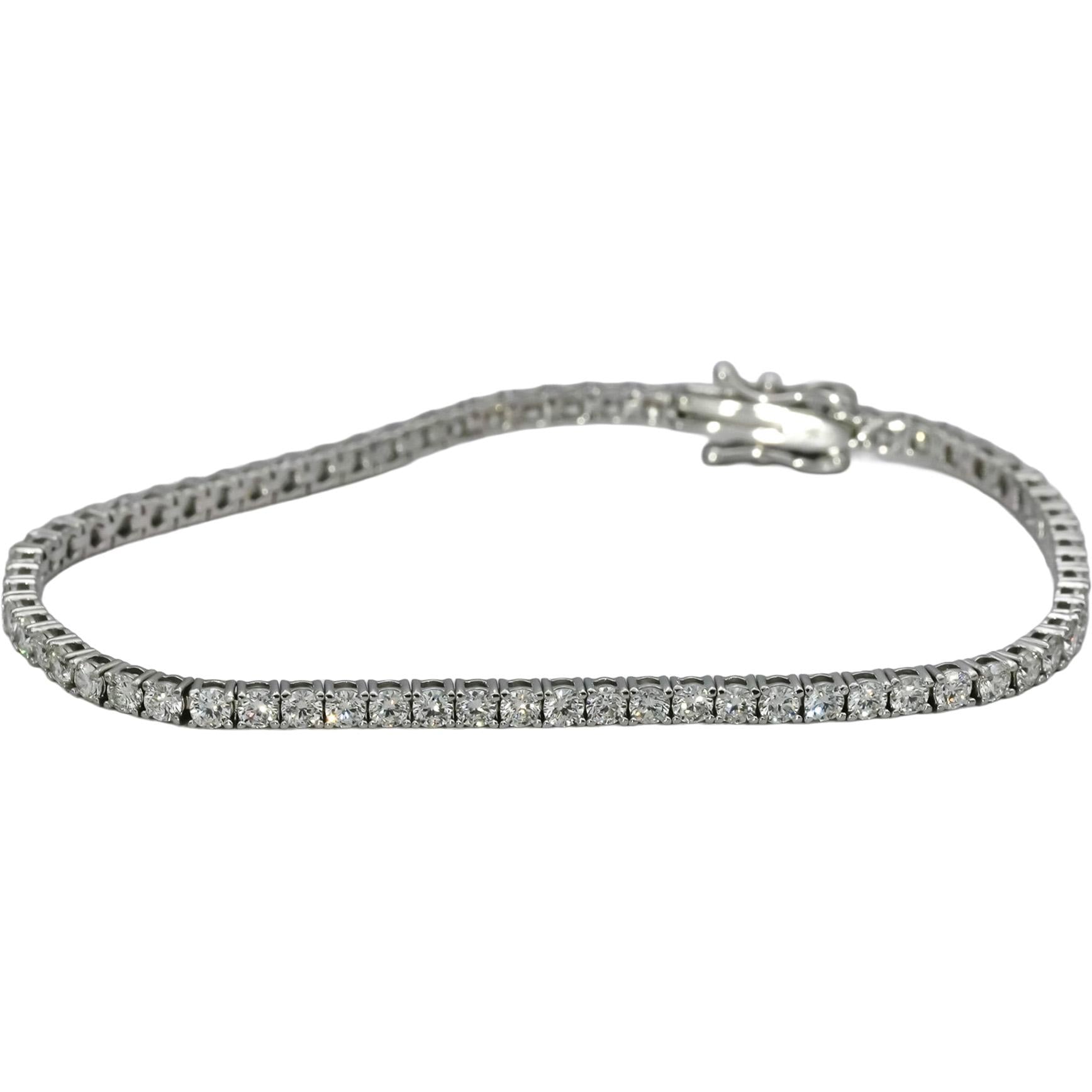 14k White Gold VS Round Natural Diamond Tennis Bracelet 3.51CT