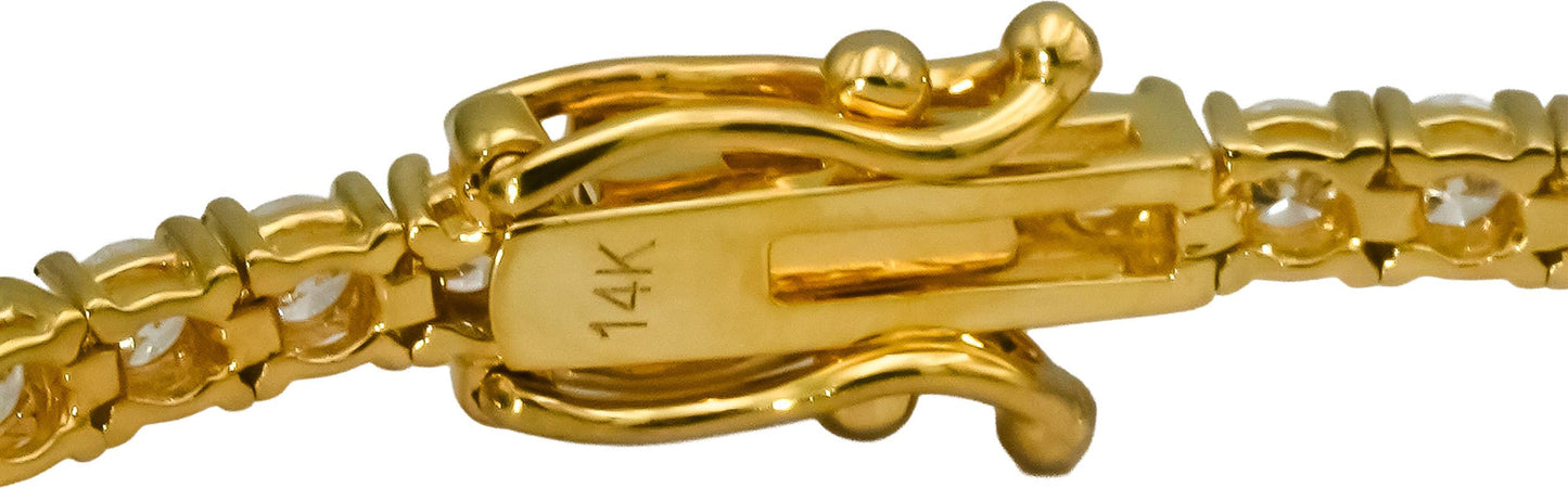 14k Yellow Gold VS Round Lab-Grown Diamond Tennis Bracelet 3.51CT