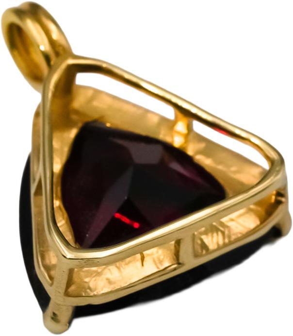 14k Yellow Gold Trillion Cut Tourmaline Solitaire Pendant 2.50CT