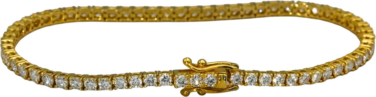 14k Yellow Gold VS Round Lab-Grown Diamond Tennis Bracelet 3.52CT