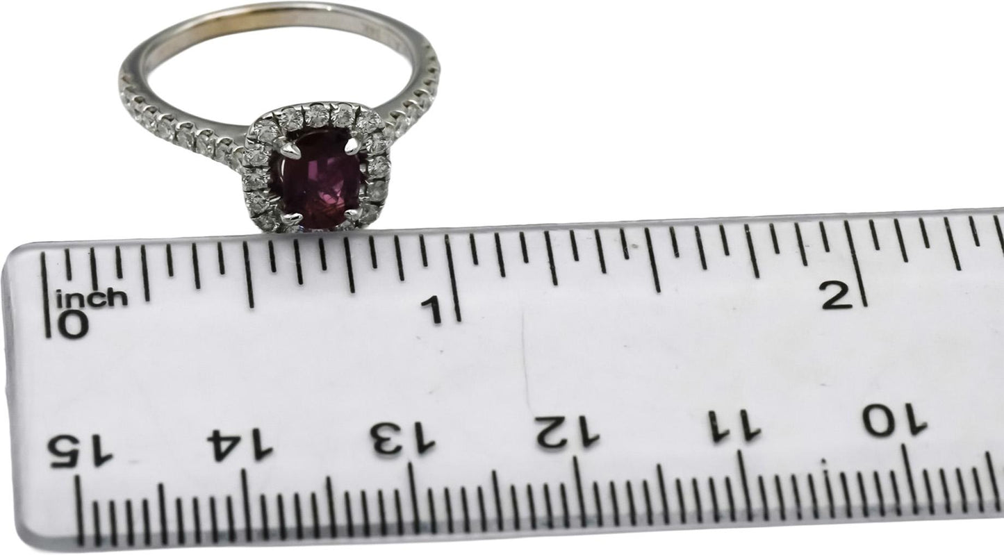 14k White Gold Diamond and Ruby Cocktail Ring 1.43CT Size 6.75
