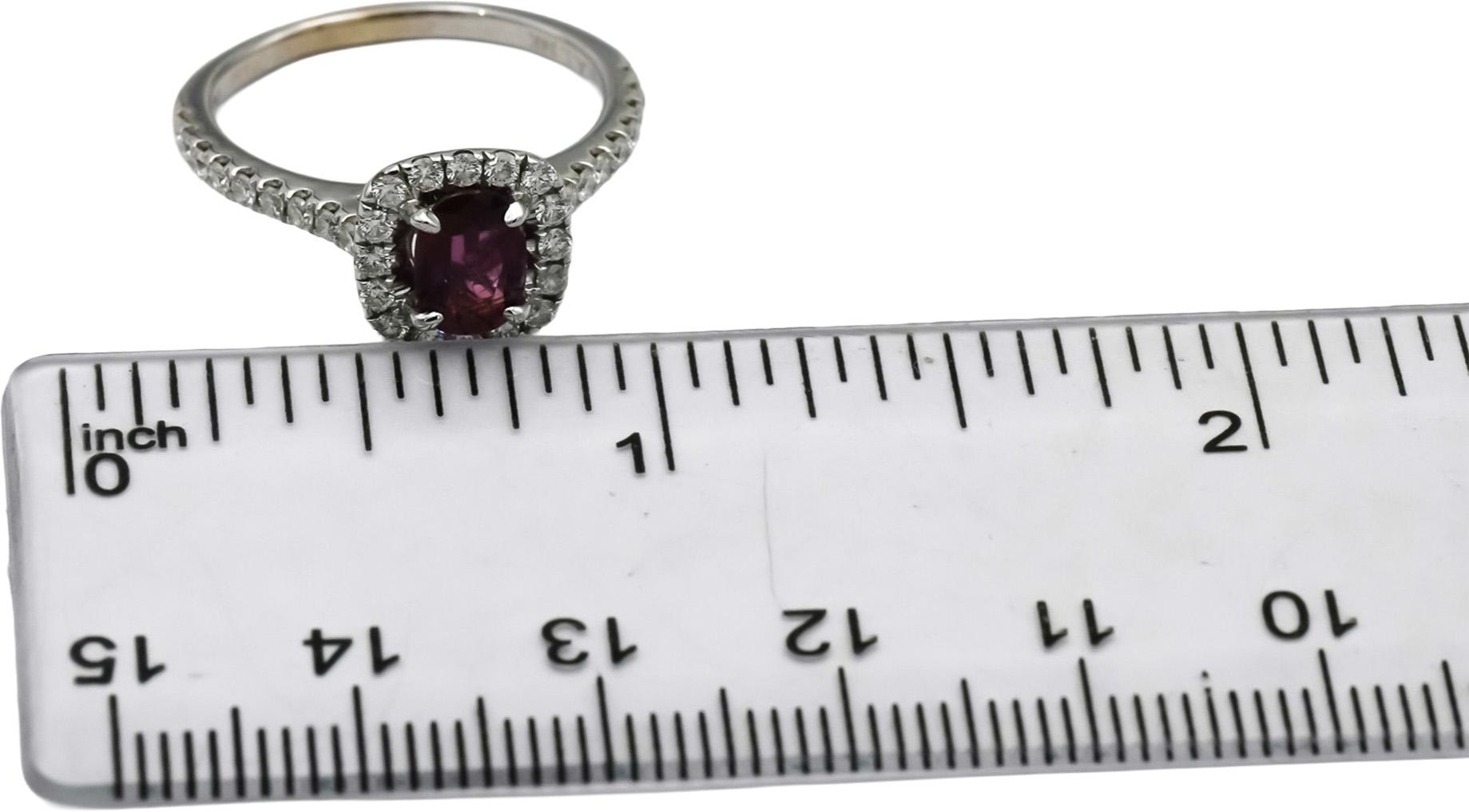 14k White Gold Diamond and Ruby Cocktail Ring 1.43CT Size 6.75