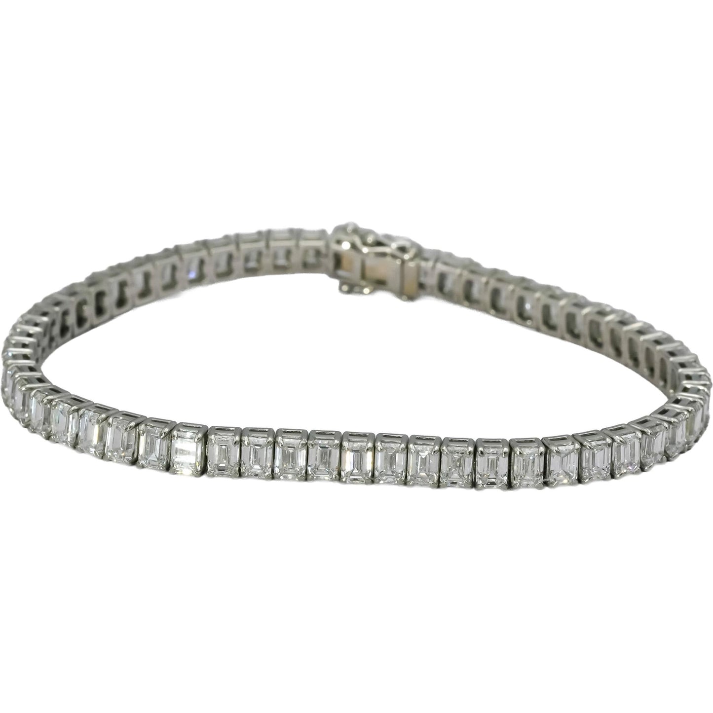 Platinum VS Emerald Cut Lab-Grown Diamond Tennis Bracelet 12.26CT