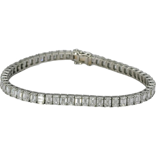 Platinum VS Emerald Cut Lab-Grown Diamond Tennis Bracelet 12.26CT