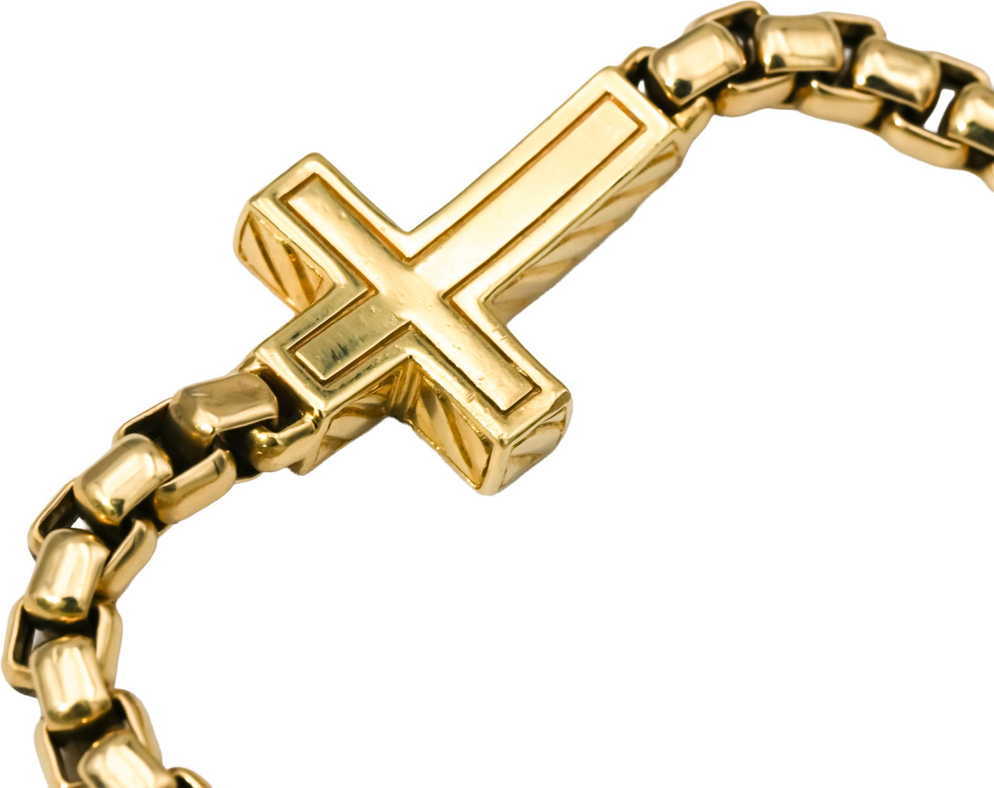 DAVID YURMAN 18k Yellow Gold VS Round Diamond Cross Station Bracelet 0.48CT