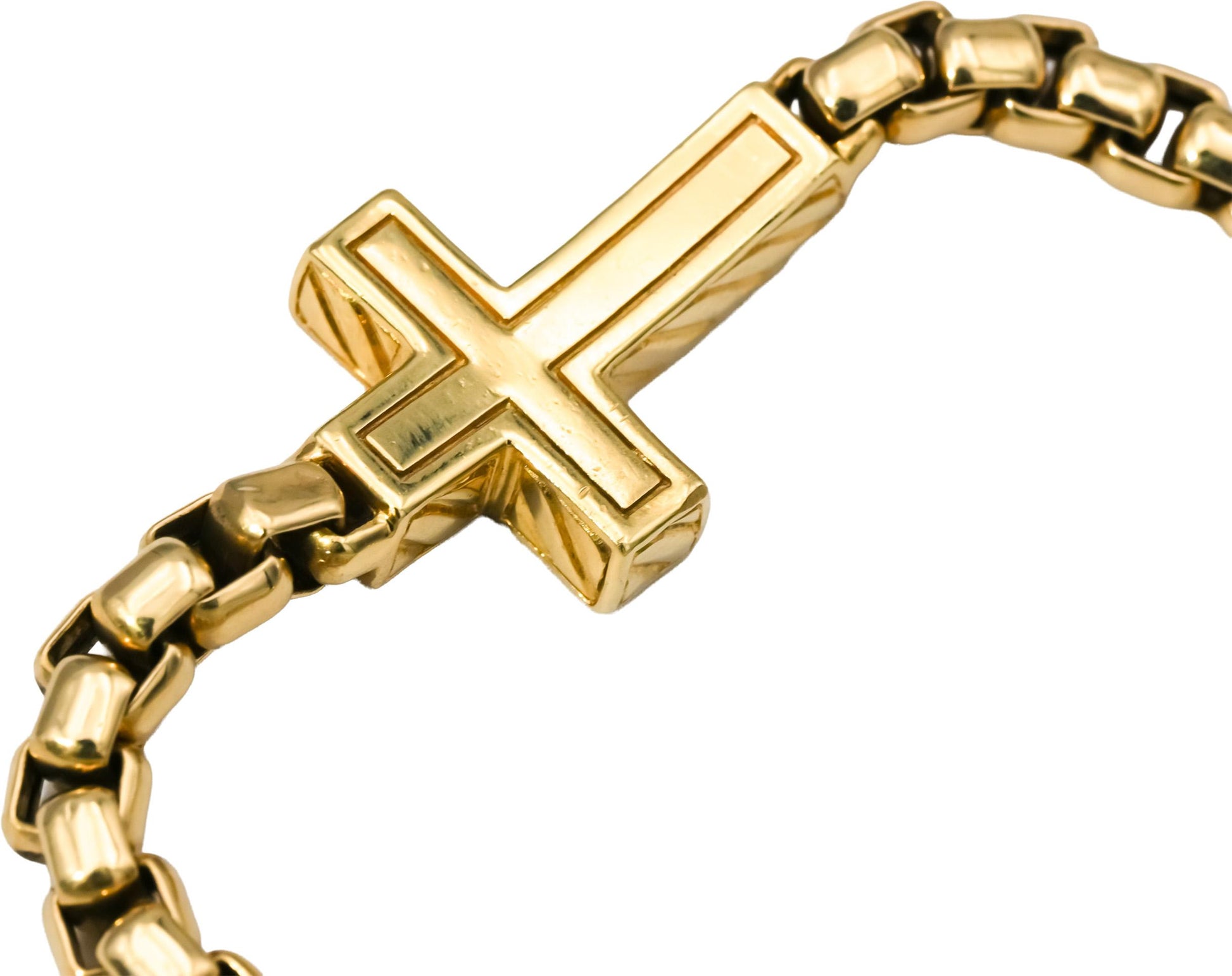 DAVID YURMAN 18k Yellow Gold VS Round Diamond Cross Station Bracelet 0.48CT