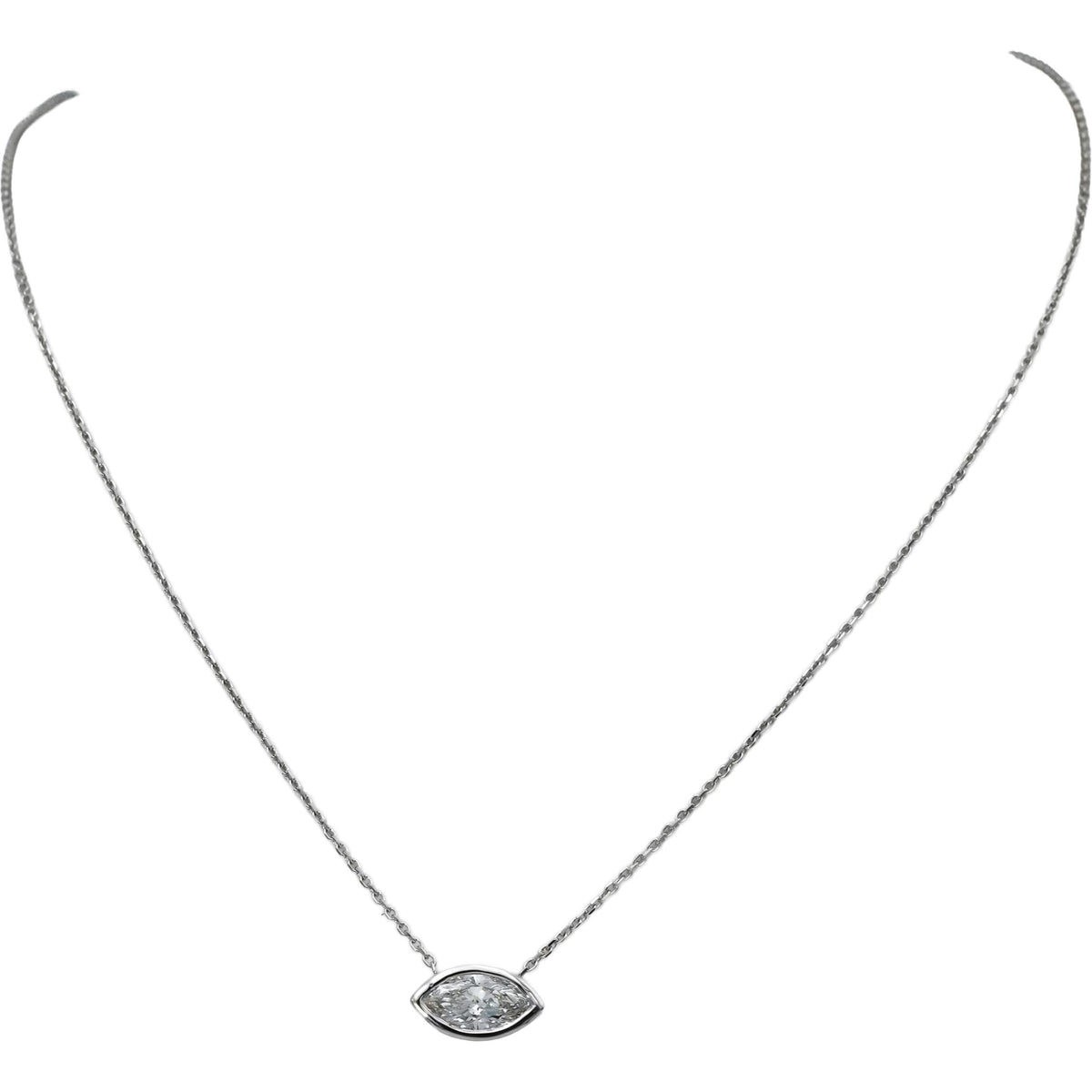 14k White Gold VS Marquise Lab-Grown Diamond Solitaire Pendant Necklace 0.95CT