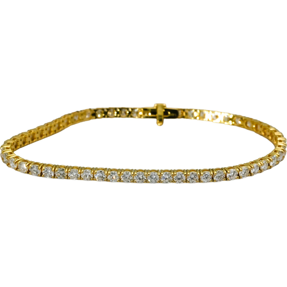 14k Yellow Gold VS Lab-Grown Diamond Tennis Bracelet 6.20CT