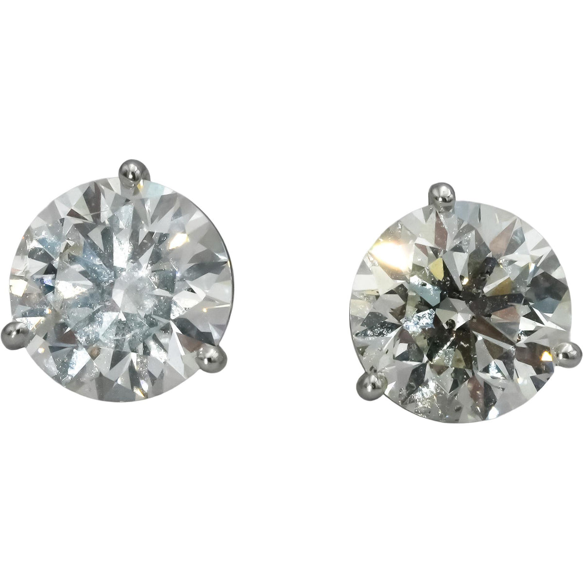 Certified 14k White Gold SI2/F-G Round Natural Diamond Stud Earrings 5.02CT