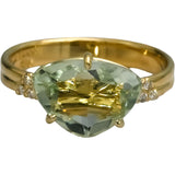18k Yellow Gold Aquamarine Ring 2.0CT Size 7 w/ Diamond Accents