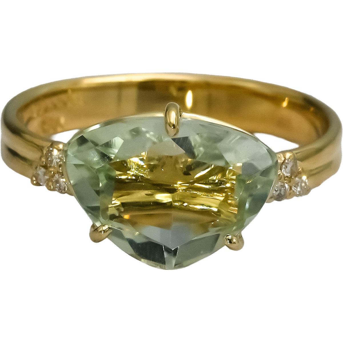 18k Yellow Gold Aquamarine Ring 2.0CT Size 7 w/ Diamond Accents