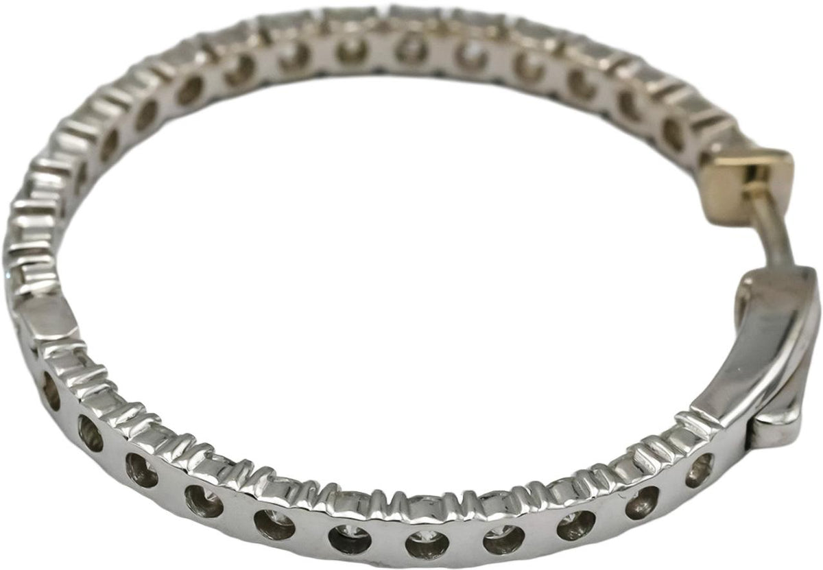 14k White Gold Round Natural Diamond Inside Out Hoop Earrings 2.93CT
