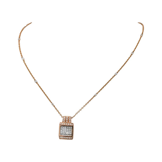 14k Rose Gold Diamond Reversible Pendant Diamond by the Yard Necklace 1.75CT