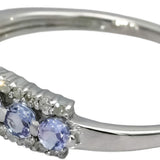 10k White Gold Diamond and Tanzanite Wavy Band Ring 0.70CT Size 10