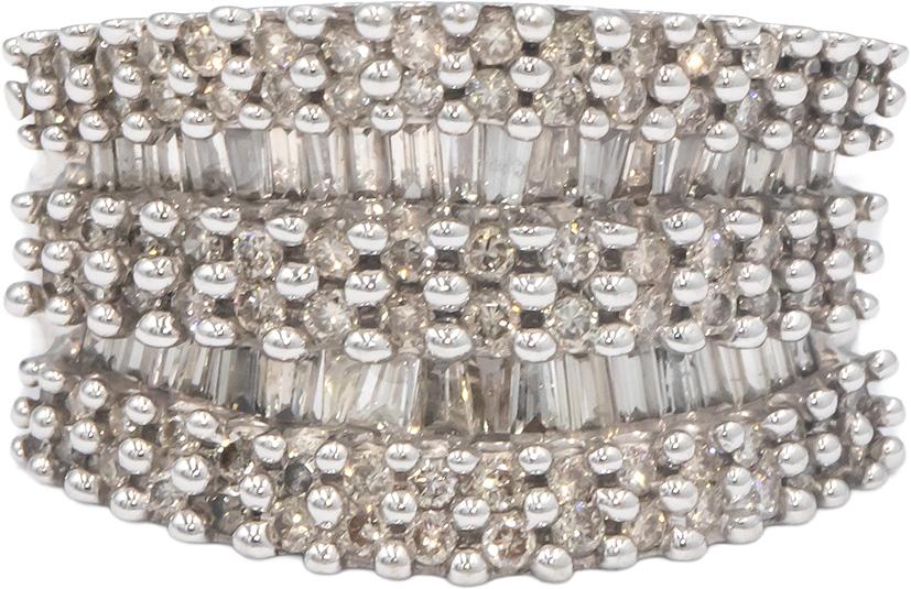 14k White Gold 1.50CT VS Diamond Wide Band Ring Size 7