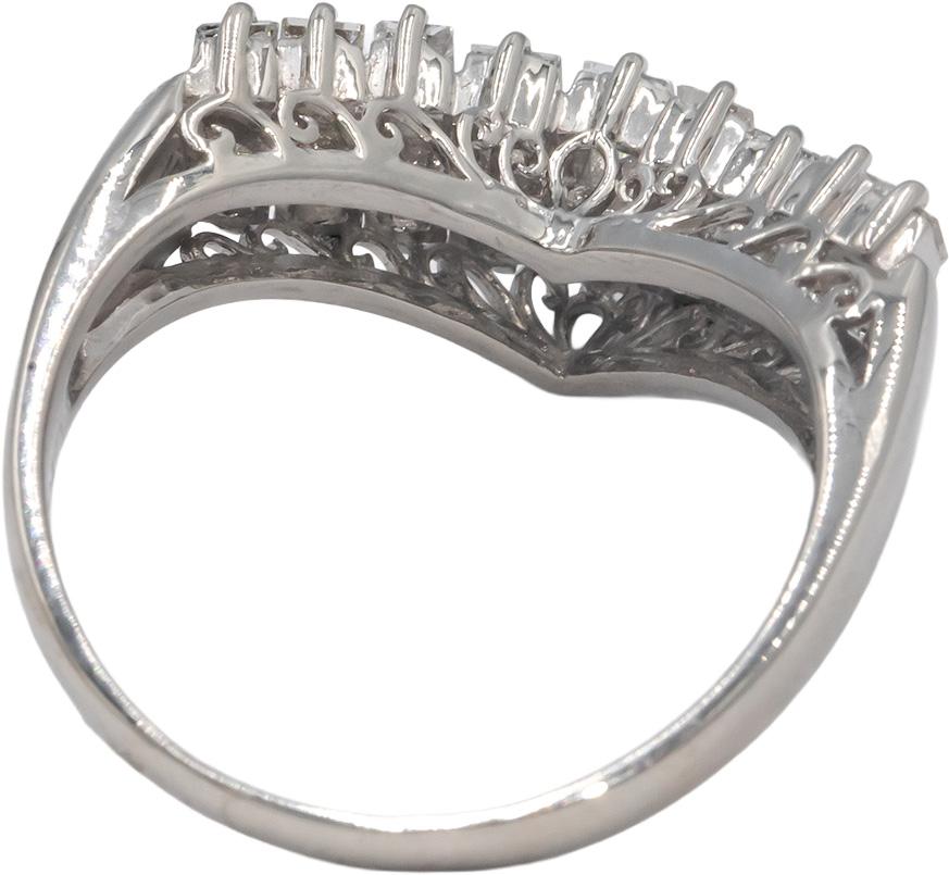 Platinum 1.0CT Baguette  Cut Diamond Cluster Ring Size 6.75